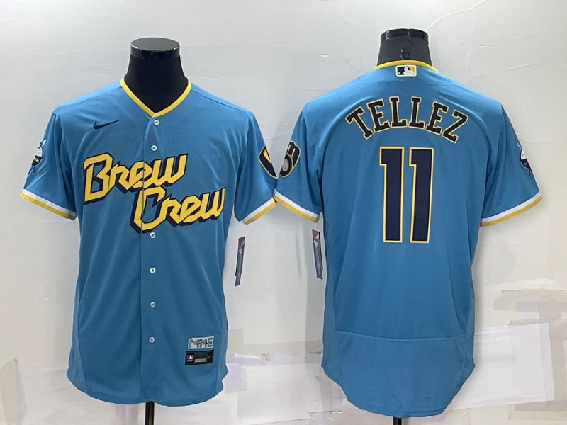 Men Milwaukee Brewers 11 Tellez Blue City Edition Elite Nike 2022 MLB Jersey